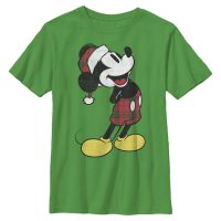 Disney - Ratón Miguelito Miguelín - Mickey Mouse Plaid Mickey - Niños Camiseta - Verde irlandés - delante