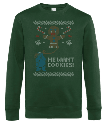 Ugly Cookie Monster - Sweat-shirt standard pour homme - Vert bouteille - Devant