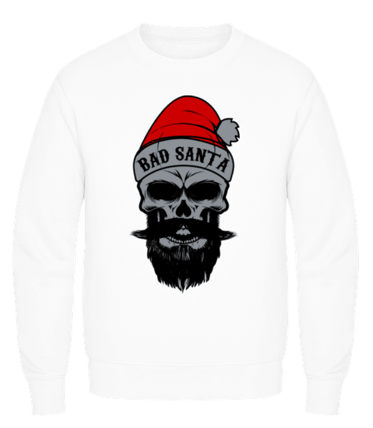 Aperçu: Bad Santa Skull - Sweatshirt Homme - Blanc - Devant