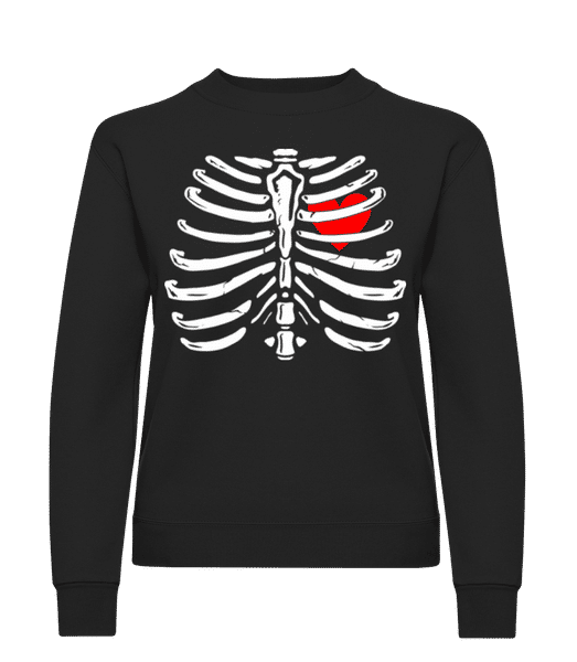 Aperçu: Squelette avec cœur - Sweatshirt Femme - Noir - Devant