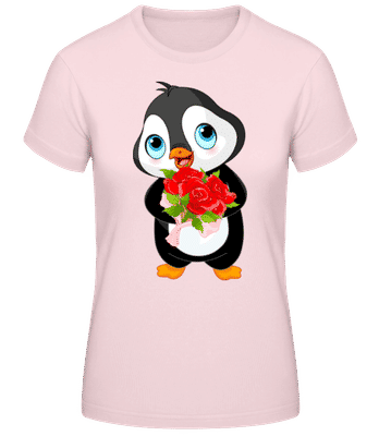 Cute Love Penguin - Women's Basic T-Shirt - Pink - Front