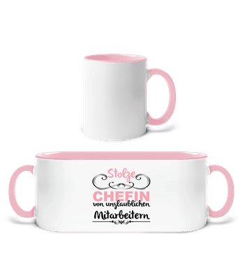 Stolze Chefin - Tasse zweifarbig - Weiß / Rosa - Vorne