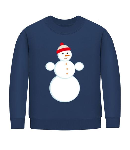 Aperçu: Bonhomme De Neige Avec Casquette - Sweatshirt Enfant - Bleu marine - Devant