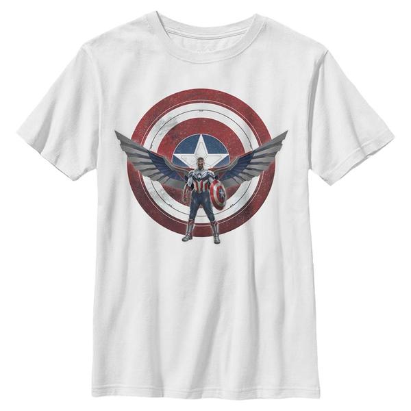 Aperçu: Marvel - Falcon et le soldat de l'hiver - Captain America Wield The Shield - Enfant T-shirt - Blanc - Devant