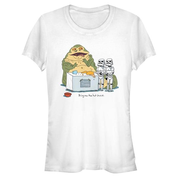 Aperçu: Star Wars - Jabba the Hutt Bring Me The Hot Sauce - Femme T-shirt - Blanc - Devant