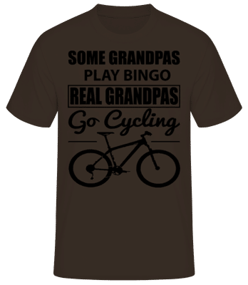 Real Granpas Go Cycling - Men's Basic T-Shirt - Brown - Front