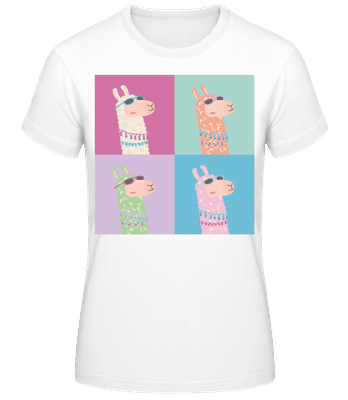 Pop Art Lama - Frauen Basic T-Shirt - Weiß - Vorne