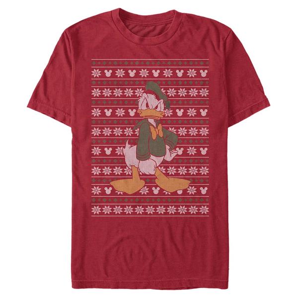 Preview: Disney Classics - Mickey Mouse - Donald Duck Donald Sweater - Christmas - Men's T-Shirt - Cherry - Front