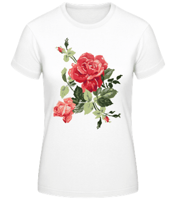 Red Roses Pink - Women's Basic T-Shirt - White - Front