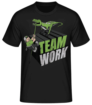 Dinosaur Teamwork - Men's Basic T-Shirt - Black - Front