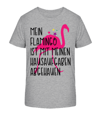 Flamingo Klaut Hausaufgaben - Kinder Bio T-Shirt Stanley Stella 2.0 - Grau meliert - Vorne