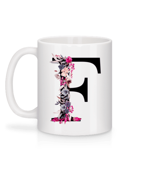 Aperçu: Fleurs Initiale F - Mug en céramique blanc - Blanc - Derrière