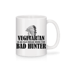 Vegetariánská Bad Hunter - Keramický hrnek - Bílá - Napřed