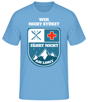 Skifahren Wer Nicht Stürzt Limit - Männer Basic T-Shirt - Hellblau - Vorne