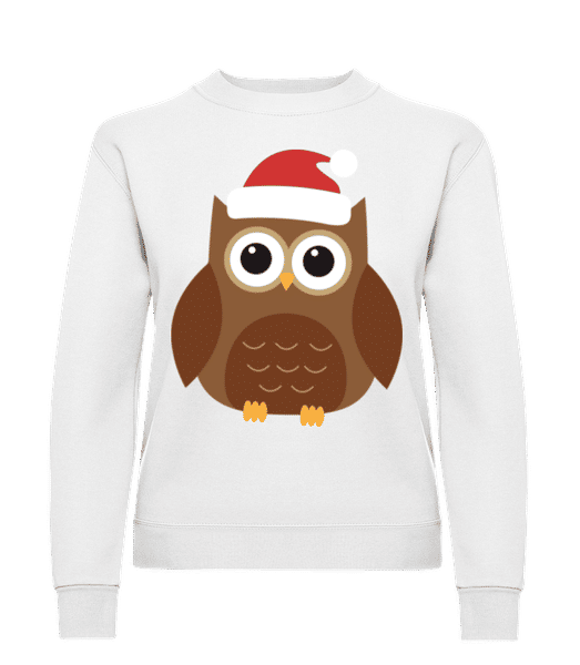 Vorschau: Weihmachts Eule - Frauen Pullover - Weiß - Vorne