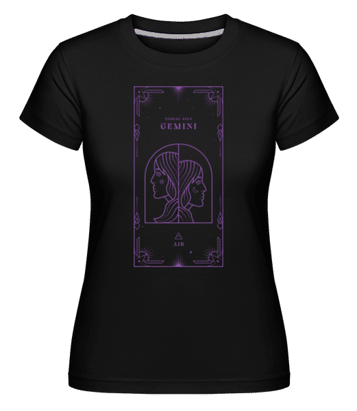 Aperçu: Art Deco Zodiac Sign Gemini -  T-shirt Shirtinator femme - Noir - Devant