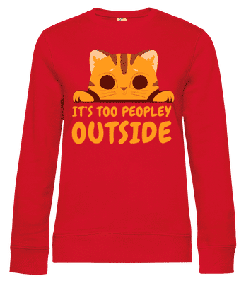 Cute Cat Too Peopley Outside - Frauen Standard Pullover - Rot - Vorne