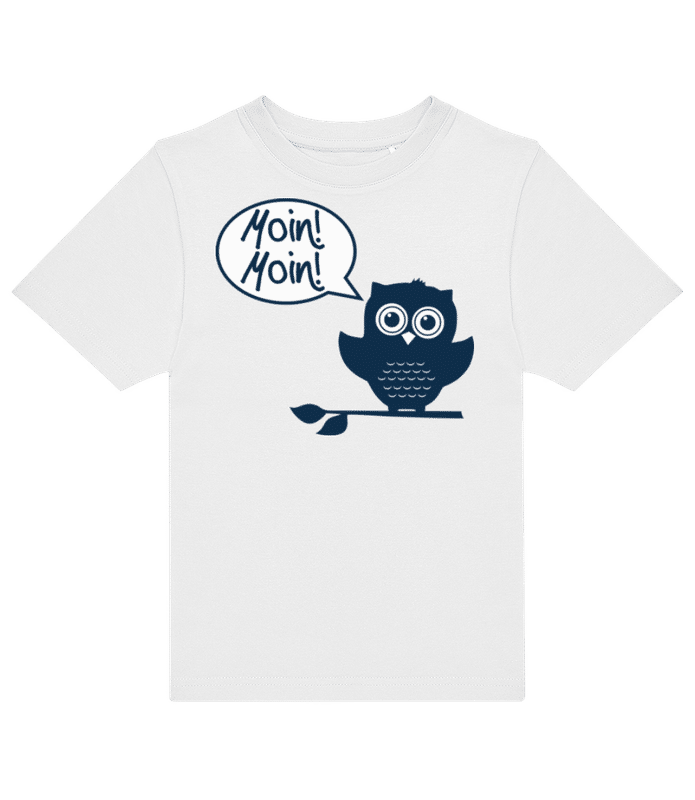 Vorschau: Moin, Moin! - Eule - Kinder T-Shirt B&C - Weiß - Vorne
