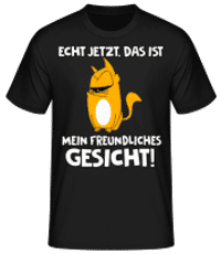 Katze Mein Freundliches Gesicht - Männer Basic T-Shirt - Schwarz - Vorne