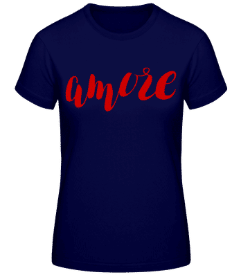 Amore Logo Red - Women's Basic T-Shirt - Navy - Front