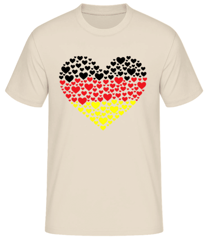 Vorschau: Herz Deutschland - Männer Basic T-Shirt - Creme - Vorne