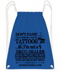 Tattoo Don't Panic - Sac à dos Drawstring - Bleu royal - Vorn