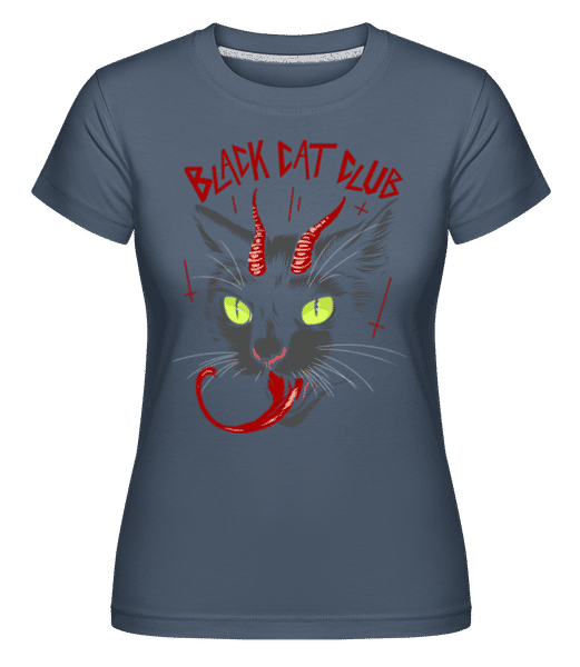 Aperçu: Black Cat Club -  T-shirt Shirtinator femme - Bleu denim - Devant