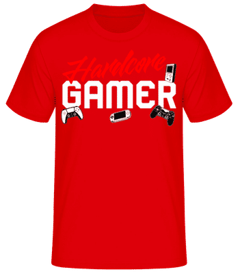 Hardcore Gamer - Pánské basic tričko - Červená - Napřed