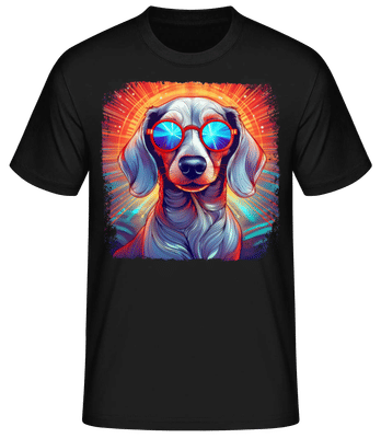 Dachshund Hippie Look - Men's Basic T-Shirt - Black - Front