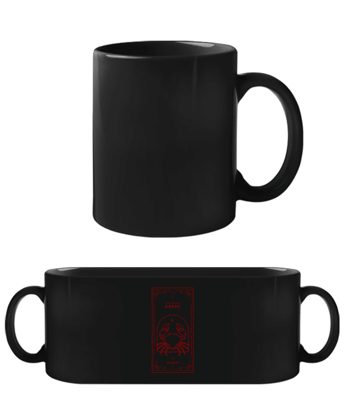 Vorschau: Art Deco Sternzeichen Krebs - Schwarze Tasse - Schwarz - Vorne