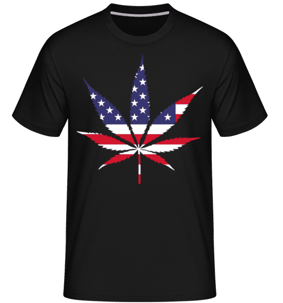 Aperçu: Drapeau Du Cannabis États-Unis -  T-Shirt Shirtinator homme - Noir - Devant