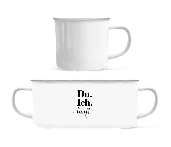 Vorschau: Du. Ich. Läuft - Emaille-Tasse - Weiß - Vorne