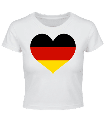 Deutschland Fahne Herz - Crop T-Shirt - Weiß - Vorne