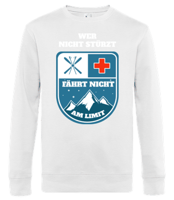 Skifahren Wer Nicht Stürzt Limit - Männer Standard Pullover - Weiß - Vorne