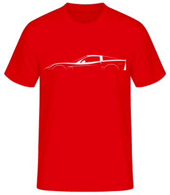 'Chevrolet Corvette C6 Z06' Silhouette - Pánské basic tričko - Červená - Napřed