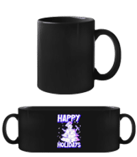 Happy Holidays - Černý hrnek - Černá - Napřed