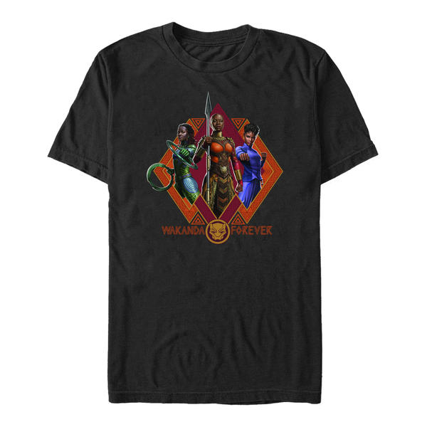 Preview: Marvel - Black Panther Wakanda Forever - Group Shot Wakanda Forever Trio - Men's T-Shirt - Black - Front