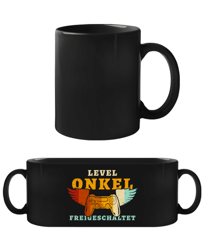 Vorschau: Level Onkel - Schwarze Tasse - Schwarz - Vorne
