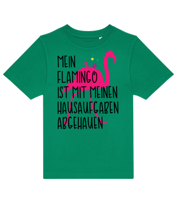 Flamingo Klaut Hausaufgaben - Kinder T-Shirt B&C - Irischgrün - Vorne
