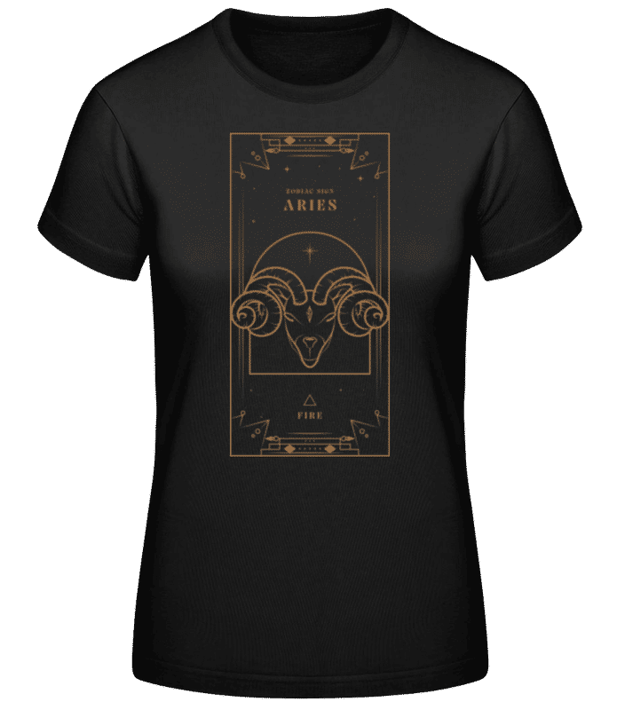 Náhled: Art Deco Zodiac Sign Aries - Dámské basic tričko - Černá - Napřed