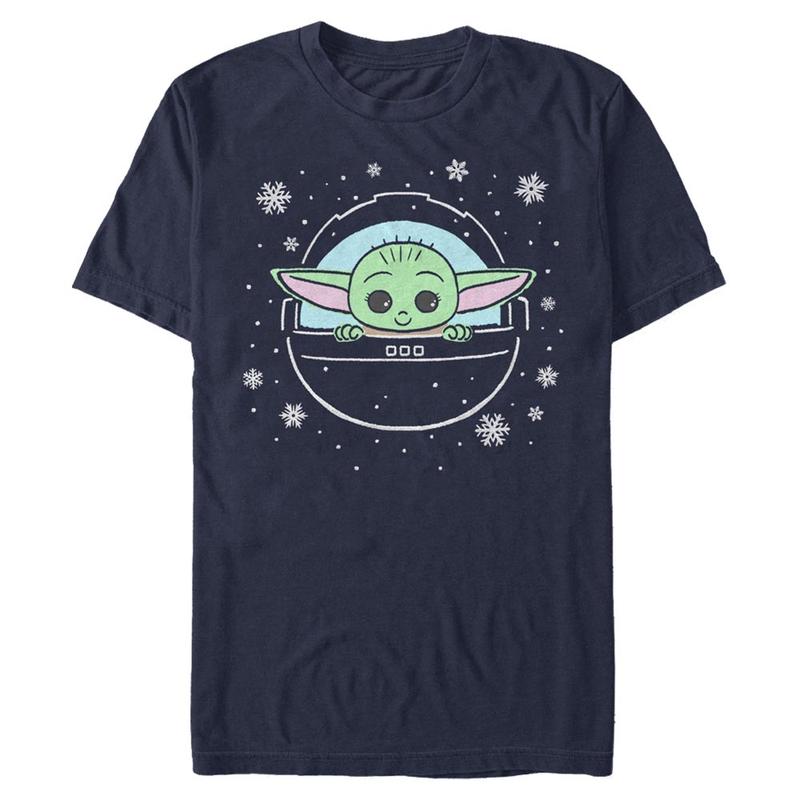Preview: Star Wars - The Mandalorian - The Child Snow Child - Christmas - Men's T-Shirt - Navy - Front