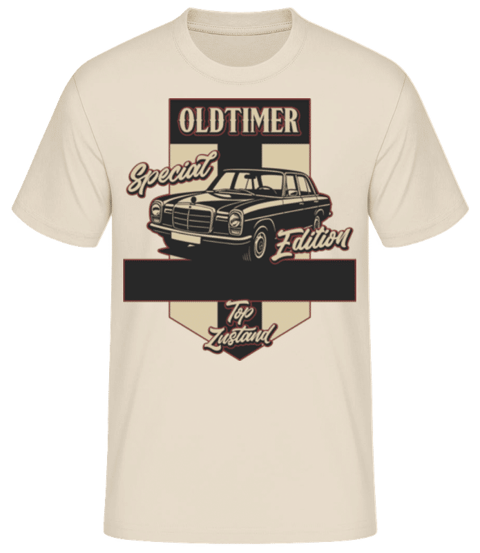 Vorschau: Oldtimer 'Mercedes' Geburtstag - Männer Basic T-Shirt - Creme - Vorne