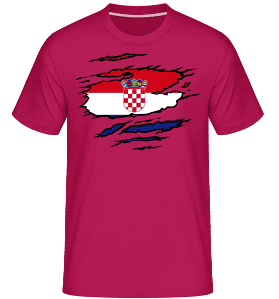 Aperçu: Drapeau mûré Croatie -  T-Shirt Shirtinator homme - Magenta - Devant
