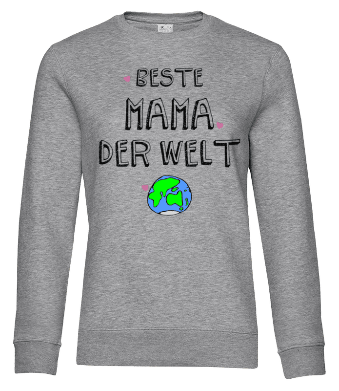 Vorschau: Beste Mama Der Welt Planet - Frauen Standard Pullover - Grau meliert - Vorne