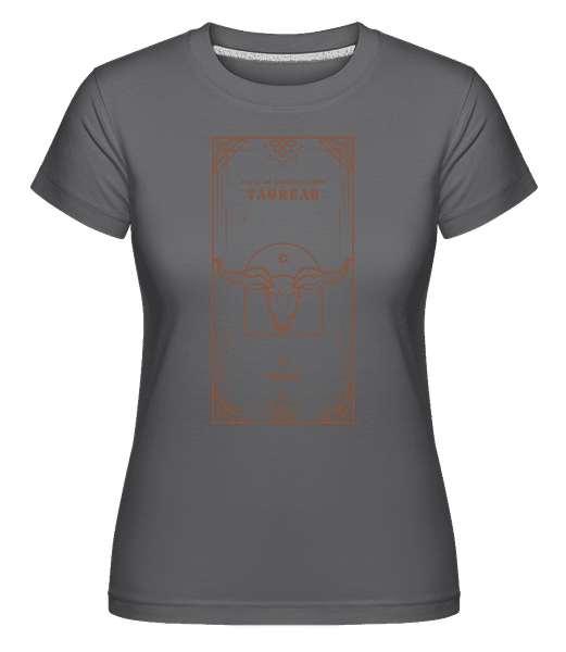Aperçu: Art Déco Signe Astrologique Taureau -  T-shirt Shirtinator femme - Anthracite - Devant