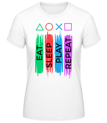 Eat Sleep Play Repeat - Women's Basic T-Shirt - White - Front