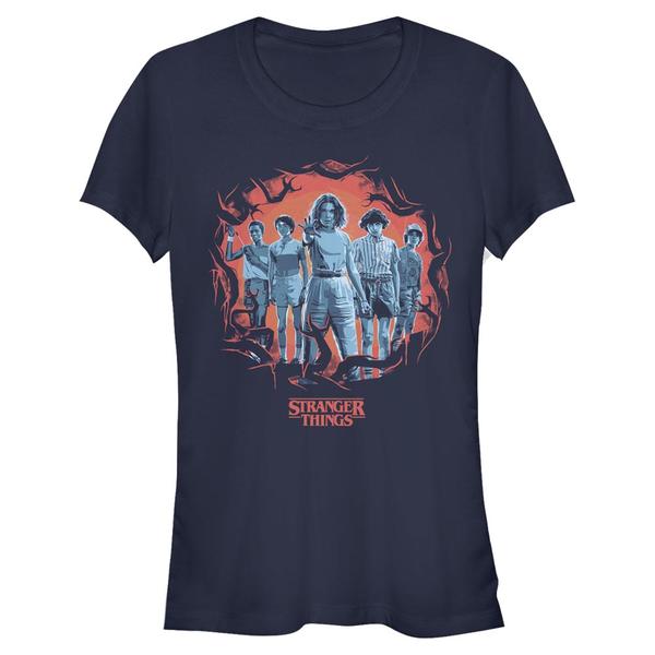 Aperçu: Netflix - Stranger Things - Skupina Tonal Eleven Group Pose - Femme T-shirt - Bleu marine - Devant