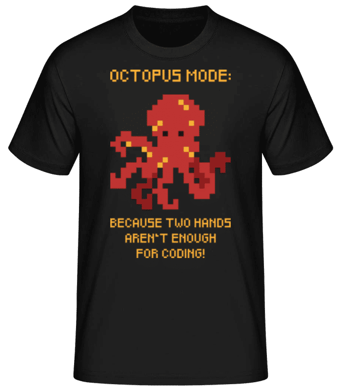 Vorschau: Octopus Mode For Coding - Männer Basic T-Shirt - Schwarz - Vorne