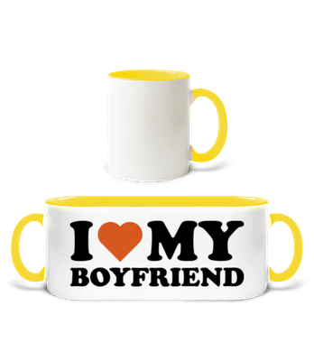 I Love My Boyfriend - Tasse zweifarbig - Weiß / Gelb - Vorne