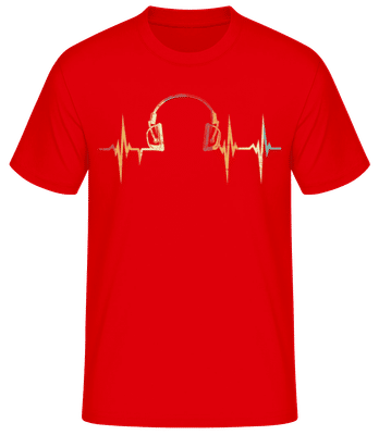 Kopfhörer Herzschlag - Männer Basic T-Shirt - Rot - Vorne